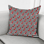 Black And White Striped Chili Print Pillow Cover