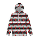 Black And White Striped Chili Print Pullover Hoodie