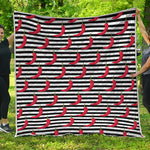 Black And White Striped Chili Print Quilt