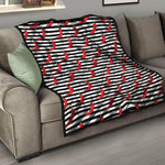 Black And White Striped Chili Print Quilt