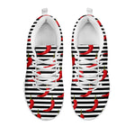 Black And White Striped Chili Print White Sneakers