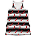 Black And White Striped Chili Print Women's Racerback Tank Top