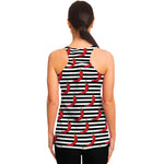 Black And White Striped Chili Print Women's Racerback Tank Top