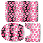 Black And White Striped Heart Print 3 Piece Bath Mat Set
