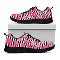 Black And White Striped Heart Print Black Running Shoes