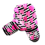 Black And White Striped Heart Print Boxing Gloves