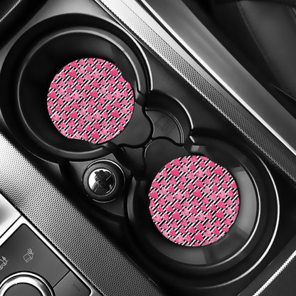 Black And White Striped Heart Print Car Coasters