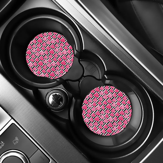 Black And White Striped Heart Print Car Coasters