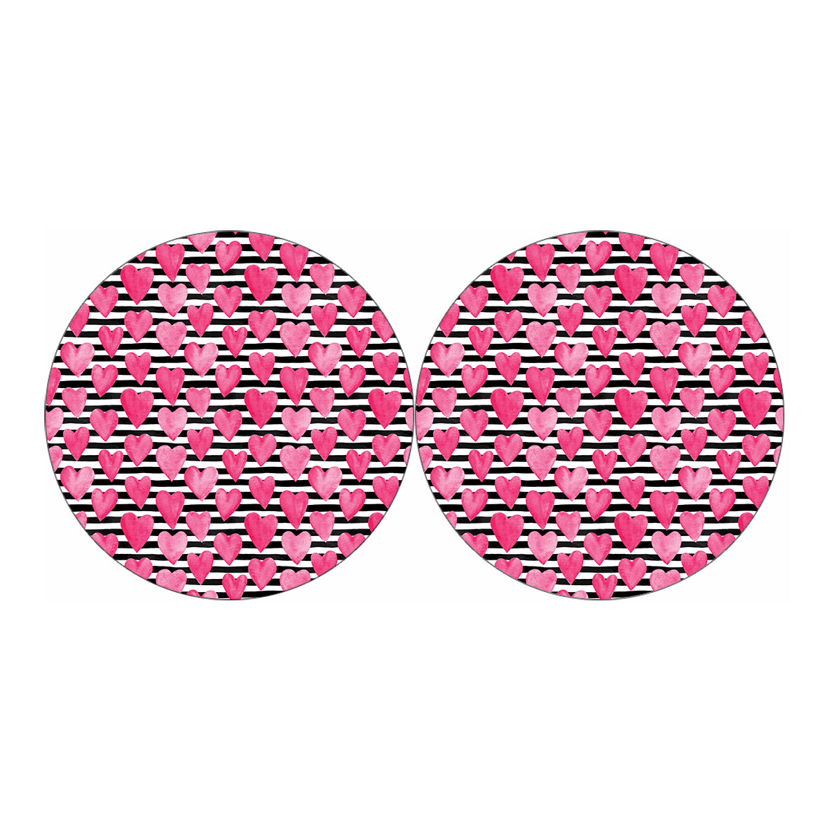 Black And White Striped Heart Print Car Coasters