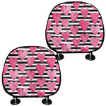 Black And White Striped Heart Print Car Headrest Covers