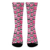 Black And White Striped Heart Print Crew Socks