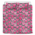 Black And White Striped Heart Print Duvet Cover Bedding Set