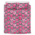 Black And White Striped Heart Print Duvet Cover Bedding Set