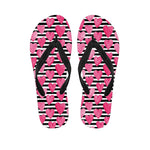 Black And White Striped Heart Print Flip Flops