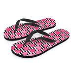 Black And White Striped Heart Print Flip Flops