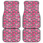 Black And White Striped Heart Print Front and Back Car Floor Mats