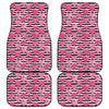 Black And White Striped Heart Print Front and Back Car Floor Mats