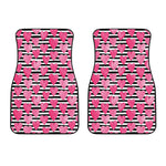 Black And White Striped Heart Print Front Car Floor Mats