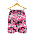Black And White Striped Heart Print Men's Shorts