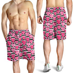 Black And White Striped Heart Print Men's Shorts