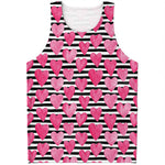 Black And White Striped Heart Print Men's Tank Top