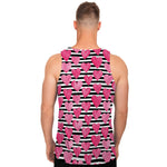 Black And White Striped Heart Print Men's Tank Top