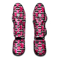 Black And White Striped Heart Print Muay Thai Shin Guards