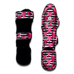 Black And White Striped Heart Print Muay Thai Shin Guard