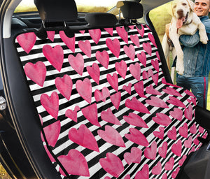 Black And White Striped Heart Print Pet Car Back Seat Cover