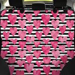 Black And White Striped Heart Print Pet Car Back Seat Cover