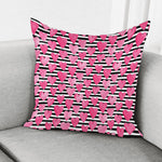 Black And White Striped Heart Print Pillow Cover