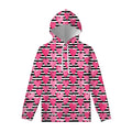 Black And White Striped Heart Print Pullover Hoodie
