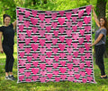 Black And White Striped Heart Print Quilt