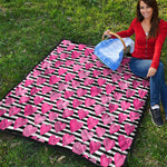 Black And White Striped Heart Print Quilt