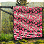 Black And White Striped Heart Print Quilt