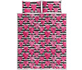 Black And White Striped Heart Print Quilt Bed Set