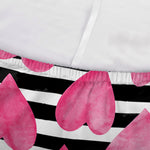 Black And White Striped Heart Print Sofa Cover