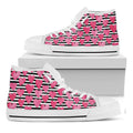 Black And White Striped Heart Print White High Top Sneakers