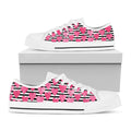 Black And White Striped Heart Print White Low Top Sneakers