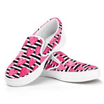 Black And White Striped Heart Print White Slip On Shoes