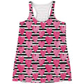 Black And White Striped Heart Print Women's Racerback Tank Top