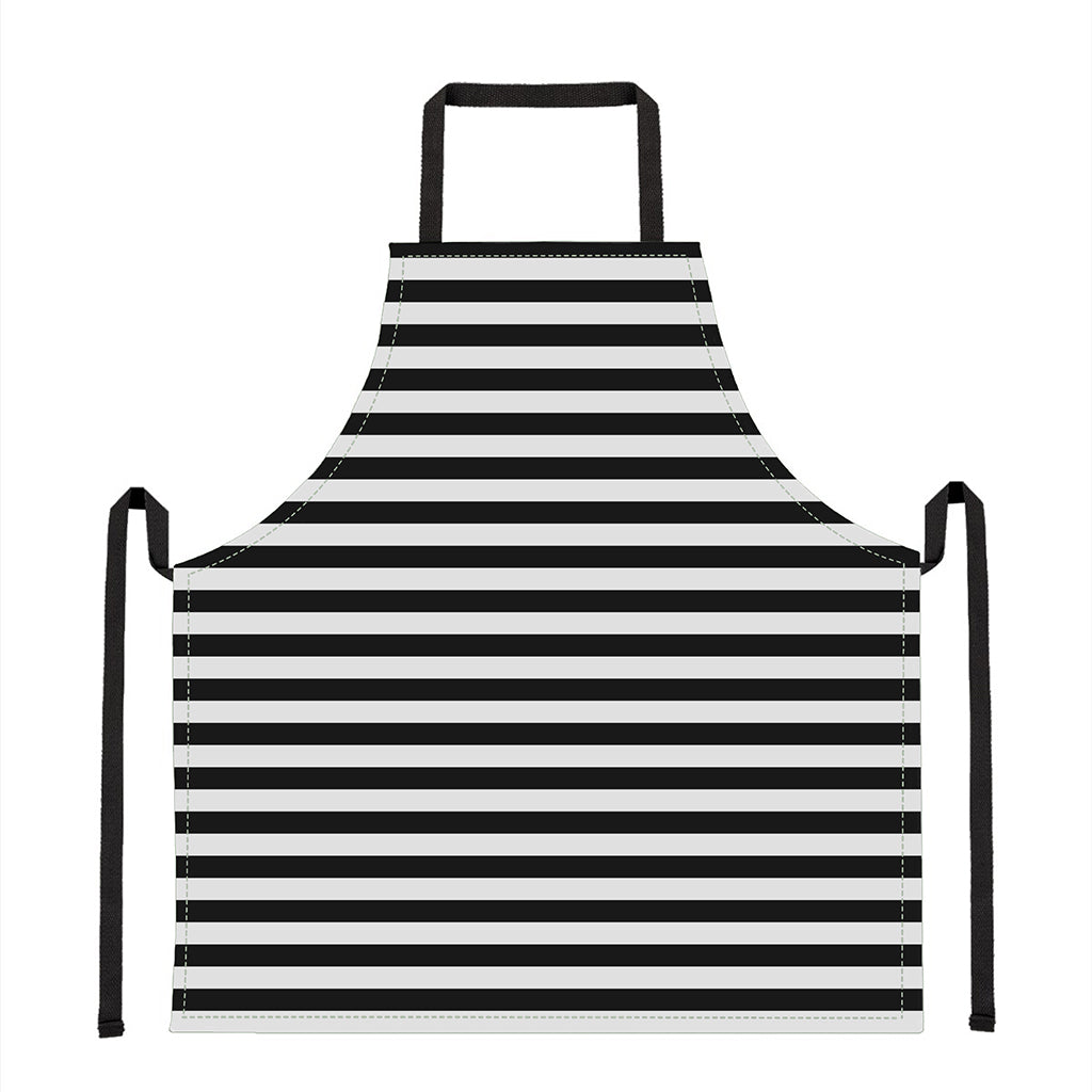 Black And White Striped Pattern Print Apron