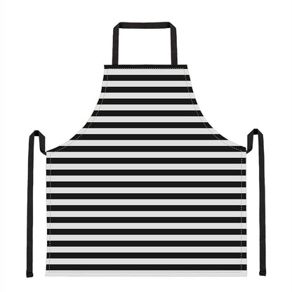 Black And White Striped Pattern Print Apron
