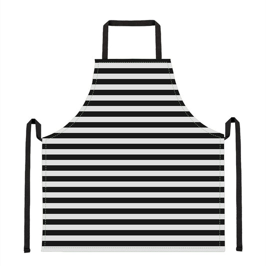 Black And White Striped Pattern Print Apron