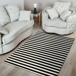 Black And White Striped Pattern Print Area Rug