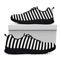 Black And White Striped Pattern Print Black Running Shoes
