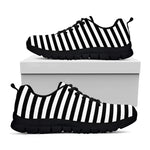 Black And White Striped Pattern Print Black Sneakers
