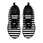 Black And White Striped Pattern Print Black Sneakers