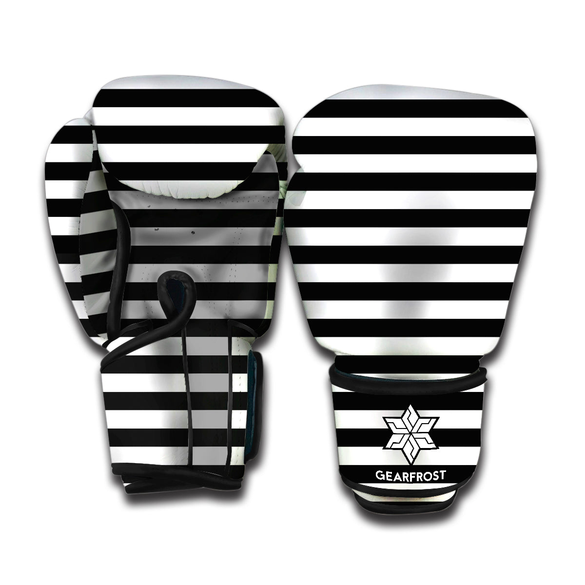 Black And White Striped Pattern Print Boxing Gloves
