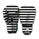 Black And White Striped Pattern Print Boxing Gloves